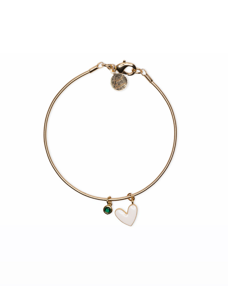 Green Glint – Bracciale dorato con cuore e luce verde