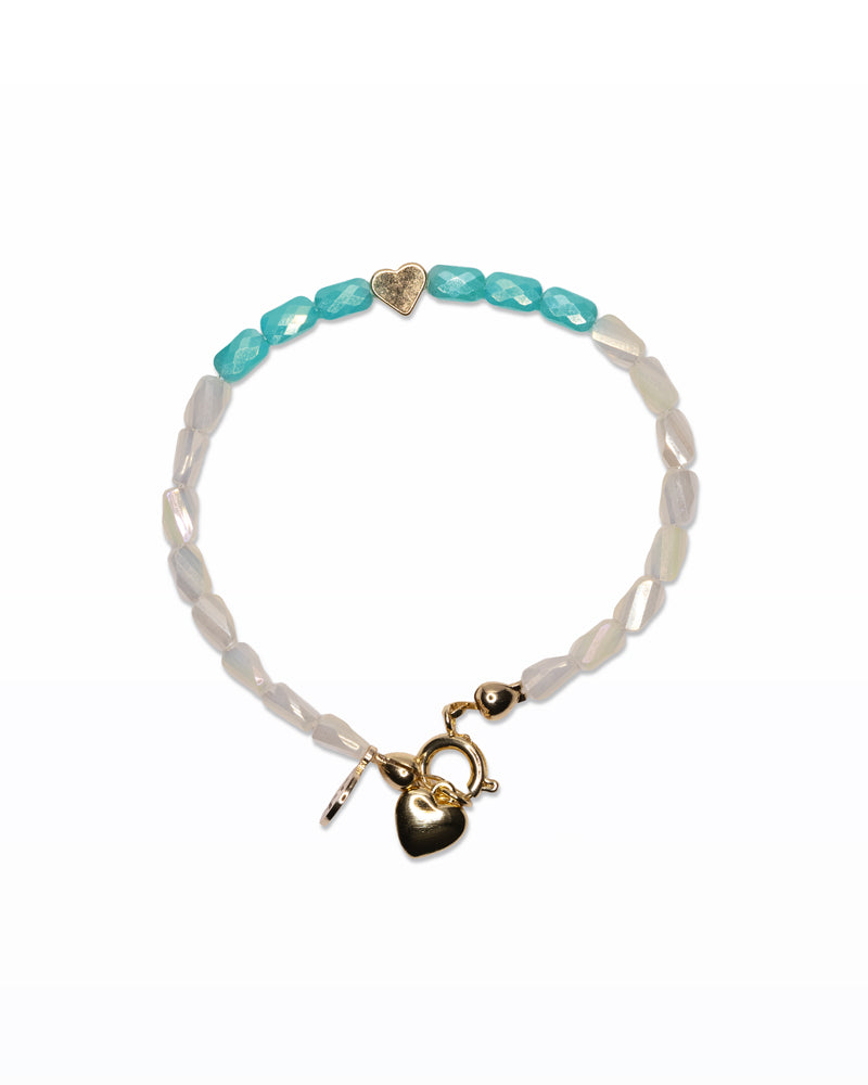 Verde Cuore – Bracciale con perline vetro e charm dorato