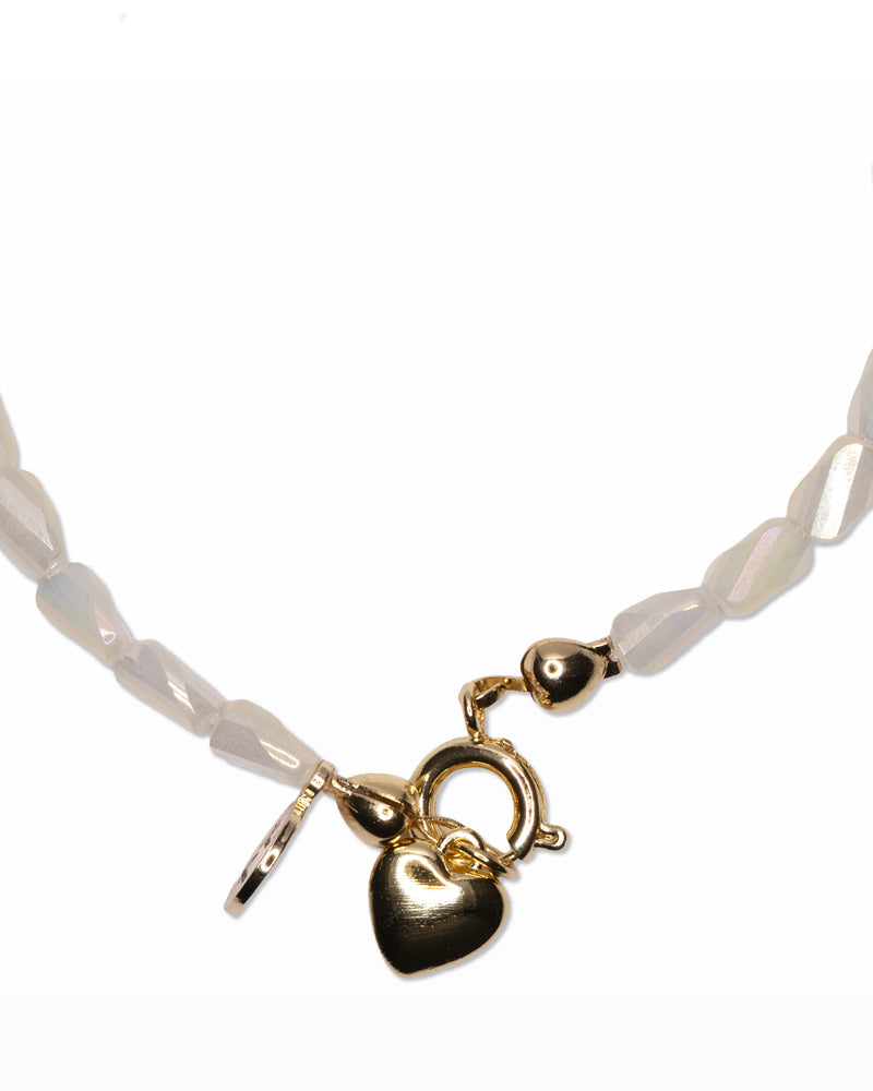 Verde Cuore – Bracciale con perline vetro e charm dorato