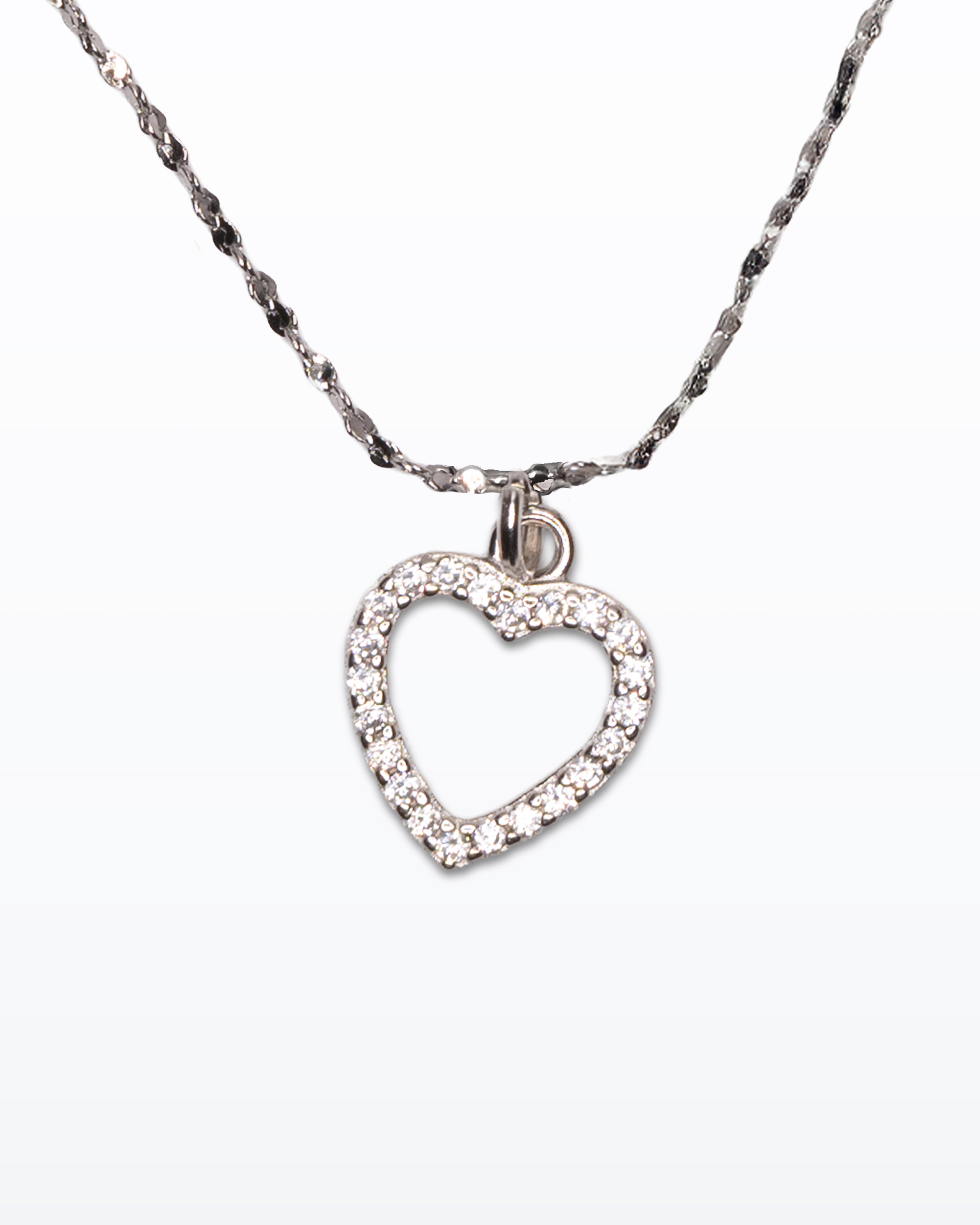 Shineframe – Collana acciaio con cuore contorno brillante