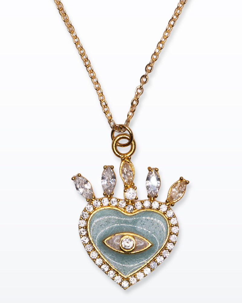 Ti tengo d’occhio – Collana dorata con cuore e occhio